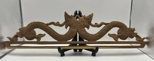 Hand Carved Wooden Asian Mythical Double Dragon Wall Hanging - 19x6 inches - Picture 1 of 7