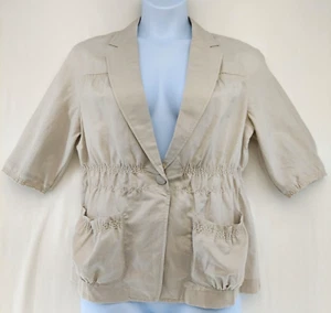 NWT $79 Ann Taylor Size L Women's Blouse/Jacket Beige Linen, Taped Seams, Snap - Picture 1 of 13