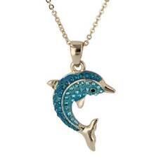 Crystal Kingdom Dolphin Porpoise Pendant Necklace 15-17" Chain in Jewelry Box