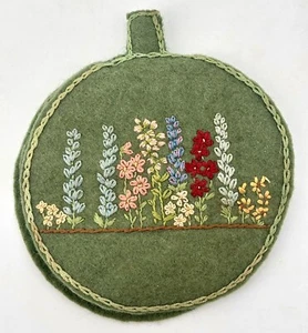 Vintage FILZ NÄHNADELHALTER Blumenmuster 50er 60er 70er Handarbeit - Bild 1 von 6