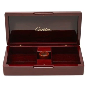Cartier Portagioie Orologio Scatola Legno Marrone con Lucchetto Lente d'ingrandimento Autentico Vintage - Foto 1 di 6