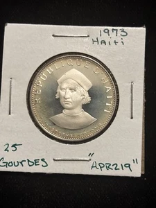 1973 Haiti 25 Gourdes Silver Columbus Cloudy “Apr219” Low Mintage - Picture 1 of 24