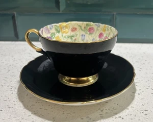 SHELLEY COUNTRY CHINTZ TAZZA E PIATTINO OLEANDRO CON PIEDINI Leggi - Foto 1 di 12