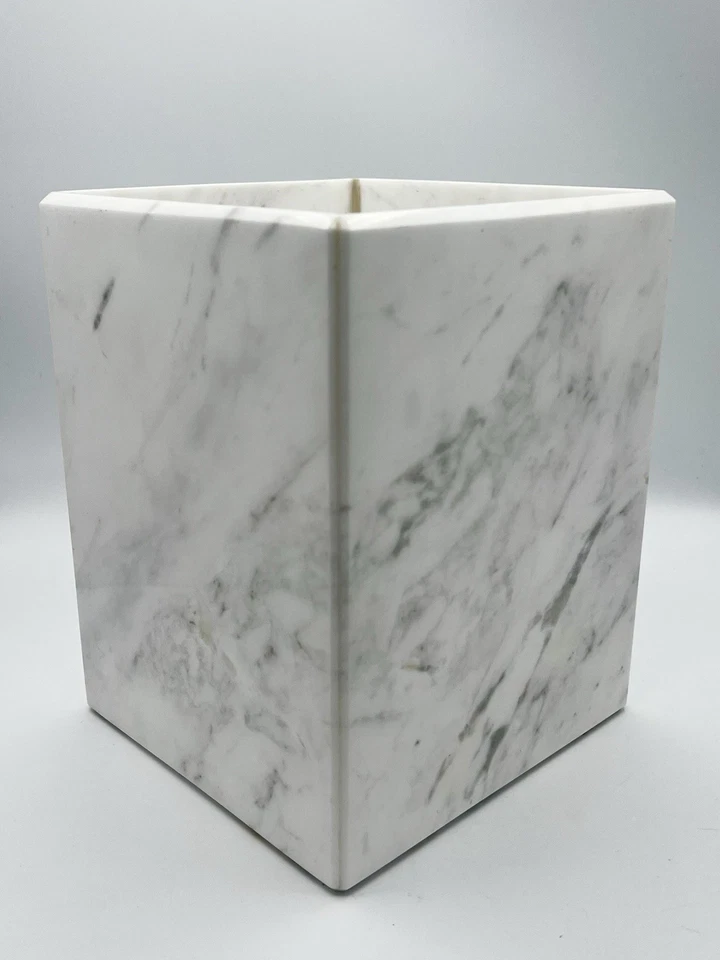 Beautiful Waterworks Studio White Marble Small Trash Can/Bin - Image 1 of 4