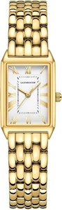 Gold Watches for Women with Vintage Rectangular Case,White Roman Dial,Stainless - Picture 1 of 6