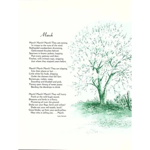 Poema retro kitsch de marzo Lucy Larcom años 70 arte de pared SF8 - Imagen 1 de 2