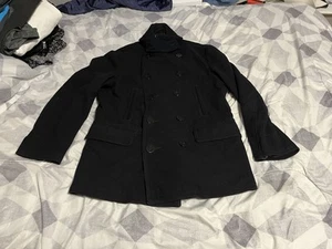Vintage Polo Ralph Lauren Wool Double Breasted Pea Coat Navy Blue Mens Large - Picture 1 of 6