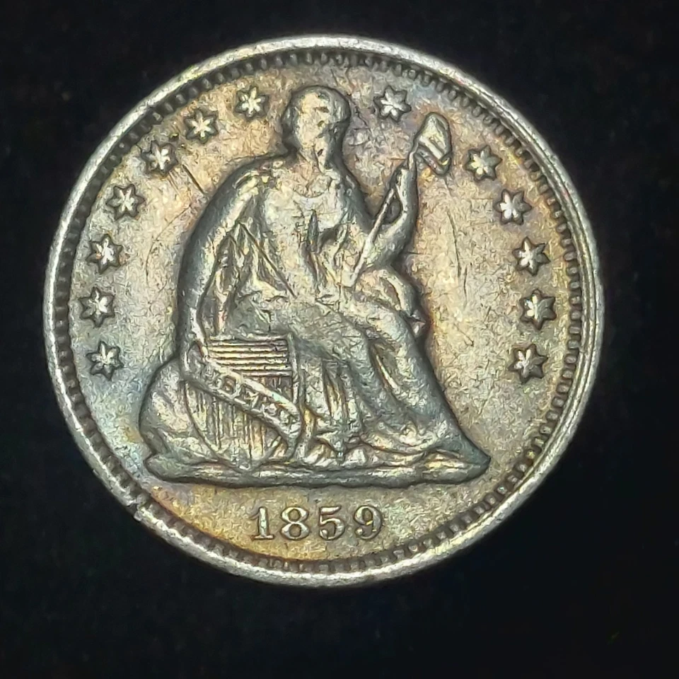 Media moneda de diez centavos de plata libertad sentada 1859-O ~ 560.000 acuñada ~ XF DETALLES  Foto 1 de 2