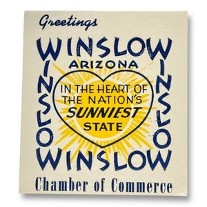 c.1940s Winslow Arizona Chamber of Commerce Travel Label Route 66 Sunniest State - Picture 1 of 2