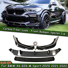 Carbon Look Front Bumper Spoiler Lip Kit For BMW 2020-2023 2021 X6 G06 M Sport