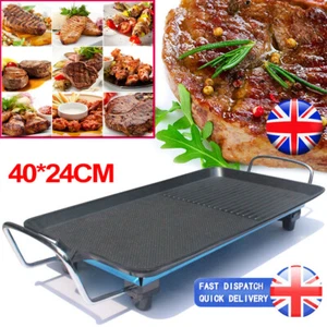 Electric Teppanyaki Table Top Grill Griddle BBQ Barbecue Camping w/ Temp Control - Picture 1 of 15