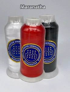3 X cones spool Embroidery machine polyester thread 5000 yds red white black - Picture 1 of 1