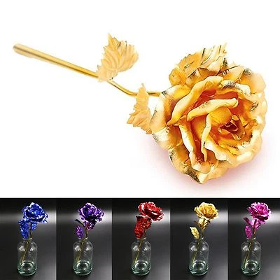 Muttertagsgeschenke vergoldete Rose Blumen künstlich Mama mehr Farben mit Etui - Bild 1 von 4