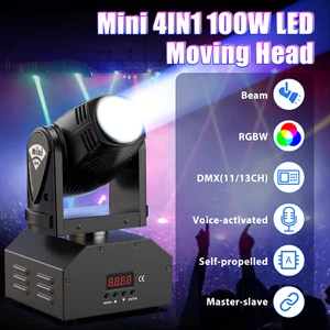 100W RGBW Beam LED Mini Moving Head Spot Light DJ Disco Stage Lighting DMX Xmas - Picture 1 of 25