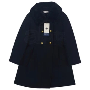 New Girls Childrens Designer Wool Mix Winter Warm Lined Coat Smart Xmas Gift Age - Picture 1 of 6