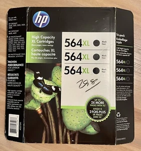 HP 564XL Black Ink CR305BN Cartridge 3-Pack #557391 Expiration 10/2015 - Picture 1 of 2