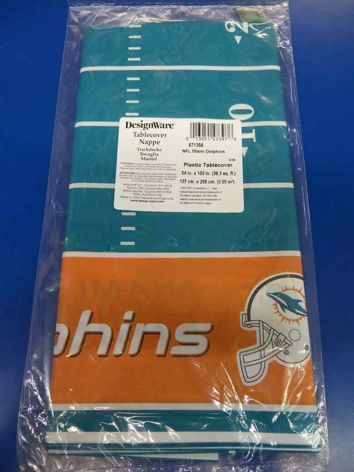 Miami Dolphins NFL Pro Football Sports Party Decoration Plastic Tablecover - Image 1 of 1