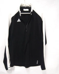 Adidas Mens Track Jacket M Black White Athletic 1/4 Zipper Logo Climalite - Picture 1 of 6