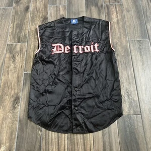Vtg Detroit Tigers Starter Baseball Jersey Vest Size XL Red Black Satin Buttons - Picture 1 of 6