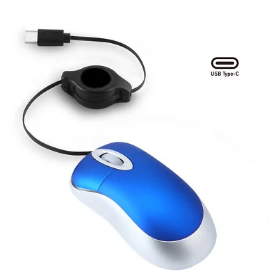Type-c Corded Mouse Retractable Cable 1000DPI Optical Travel Mouse PC Notebook - Image 1 of 4