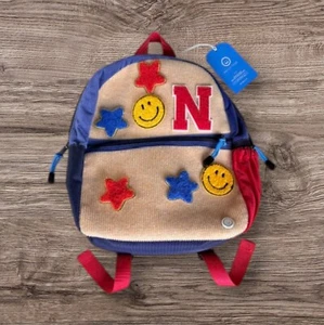 Back to School: Small Becco Bag Backpack Red & Blue with patches NWT - Picture 1 of 9