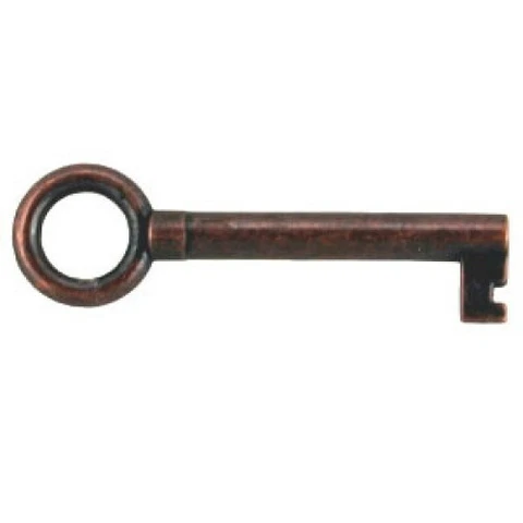Statutory Bronze Plated Hollow Barrel Skeleton Key for Cabinet Doors, NEW Cover