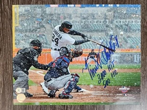 Foto firmada por Miguel Cabrera 11x14 de los Tigres de Detroit automática "3000 hit y 500 diestro" Beckett - Imagen 1 de 2