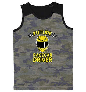 Future Racecar Driver - Fast Car Lover Checkered Flag Youth Contrast Tank Top - Picture 1 of 7