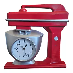 Red Vintage Kitchen Mixer Wall Clock *~ Tested & Working ~* Decorative Home - Picture 1 of 3