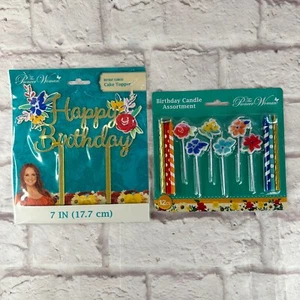 Pionierin Frau Happy Birthday Multicolor Floral Cake Topper Kerze Set Bunt - Bild 1 von 4