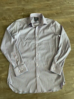 Bonobos Dress Shirt Sz L Slim Fit Blue Pink Plaid Cotton Button Up - Image 1 of 4