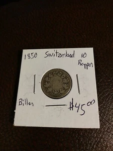 1850 Switzerland BILLION -10 Rappen J/55 - Picture 1 of 2
