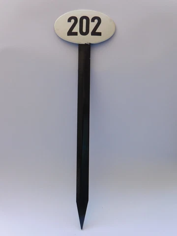 Vintage Sweden Enamel Porcelain Garden / Yard House Number 202 Sign on Stick Cover