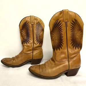 Boulet Cowboy Cowgirl Leather Boots Indian Embroidery Size UK 9 - Picture 1 of 14