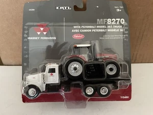 1/64 Massey Ferguson MF8270 Tractor W/FWA & Peterbilt 367, ERTL 16288 - Picture 1 of 1