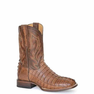 Botas Caimán Stetson Para Hombre Artesanales Puntera Cuadrada Marrón - Imagen 1 de 1