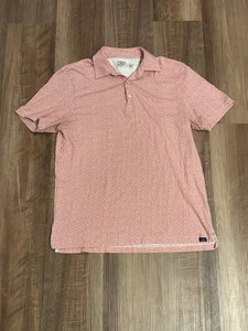 Faherty Polo Shirt Men’s Cotton Pink All Over Print Short Sleeve Medium - Picture 1 of 9