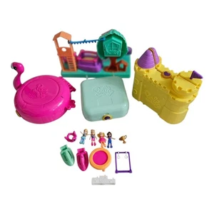 Polly Pocket Playsets Lot Castle Flamingo Playground Present Jet Skis 4 People - Picture 1 of 14