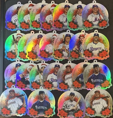 LOTE DE ENFEITES CORTE DIE-CUT 2025-26 Topps Baseball Holiday x25 com Babe Ruth e mais! - Imagem 1 de 2