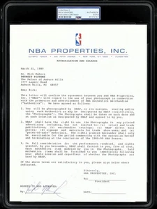 Rick Mahorn Signed Autograph Official NBA Photograph Agreement Contract PSA/DNA - Picture 1 of 1