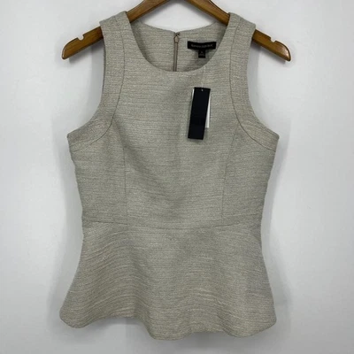 Blusa Banana Republic para mujer talla 6 marfil cremallera completa brillo sin mangas nueva con etiquetas Foto 1 de 4