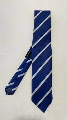 Corbata para hombre BATTISTONI azul seda a rayas. M In Italy Ex Con Foto 1 de 4