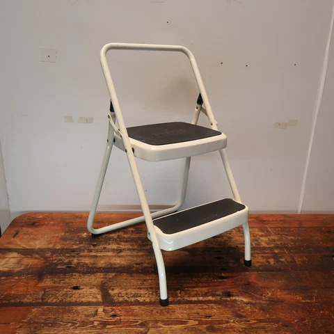 Vintage Cosco Folding 2 Step Stool White Cover