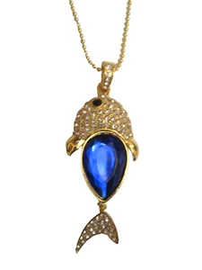 Fish Clear And Blue Rhinestone Necklace 2.0 USB Flash Drive 16GB New USA Seller - Picture 1 of 4