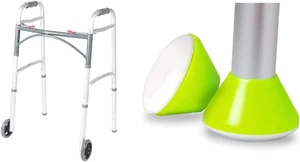 Drive Medical 10210-1 Folding Walker with Wheels and Healthsmart Walker Glides, - Picture 1 of 13