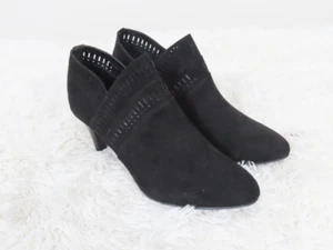 Karen Scott Black Perforated Marius Almond Toe Sculpted Heel Zip-Up Booties 12 - Picture 1 of 7