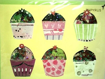 纸莎草生日卡片蛋糕带浮动亮片装饰HTF — 第 1/3 张图片