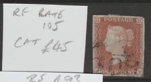 GB QV 1841 4m 1d red plate 105 RF - paper remnant - Photo 1 sur 3