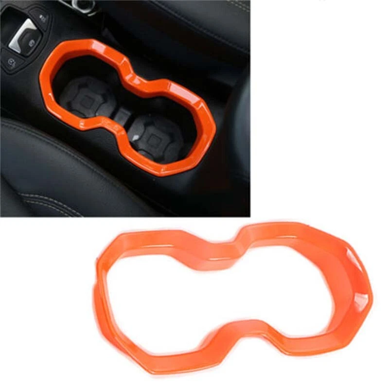 For 2016+ Jeep Renegade Orange Water Cup Holder Covers Trim Frame Accessories - Imagem 1 de 4