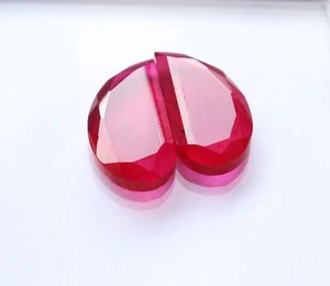 Ruby Loose Gemstone Lab Create Ruby Cut Cab Flat Back Ruby Making Jewelry19X10MM - Picture 1 of 5